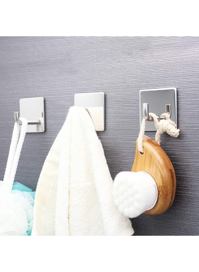 Womdee Adhesive Hooks Stick on Hooks Heavy Duty Wall Hooks Hangers for Hanging Bathroom Kitchen Home Door Closet Cabinet-Stainless Steel-4 Packs - Image 3