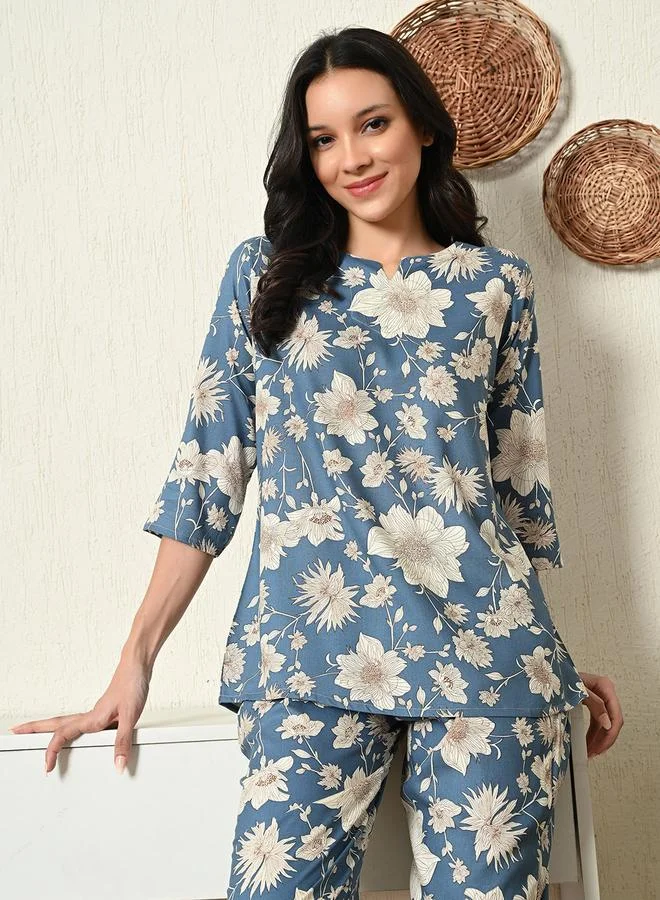 Take Two Women Floral Print Top and Pyjama Set By ICHAA