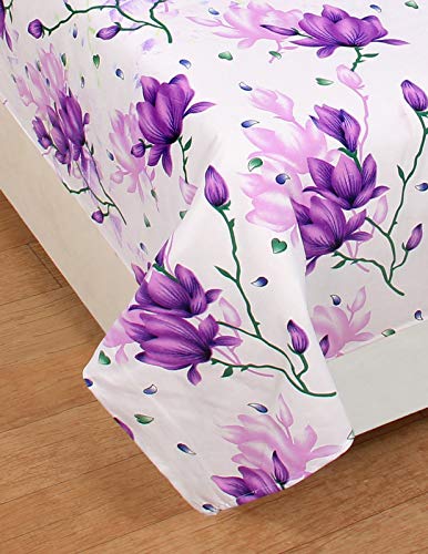 MORADO مفروشات مورادو® المطبوعة من القطن بتصميم سرير مفرد مع غطاء وسادة واحد - أبيض وبنفسجي - Image 2