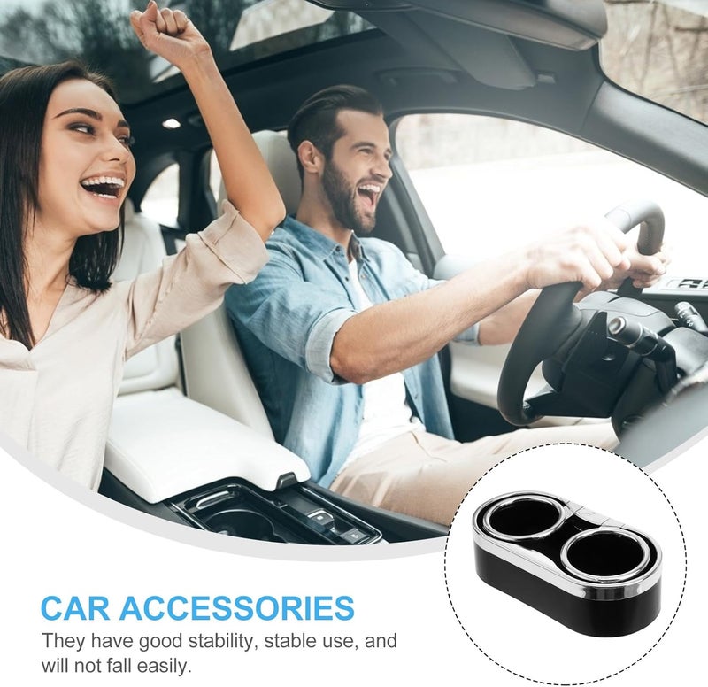 Car Water Cup Holder and Auto Drink Beverage Organizer Universal 2pcs Vehicle Double Cup Holders for Cars Black for Travel and Daily Use - Image 3
