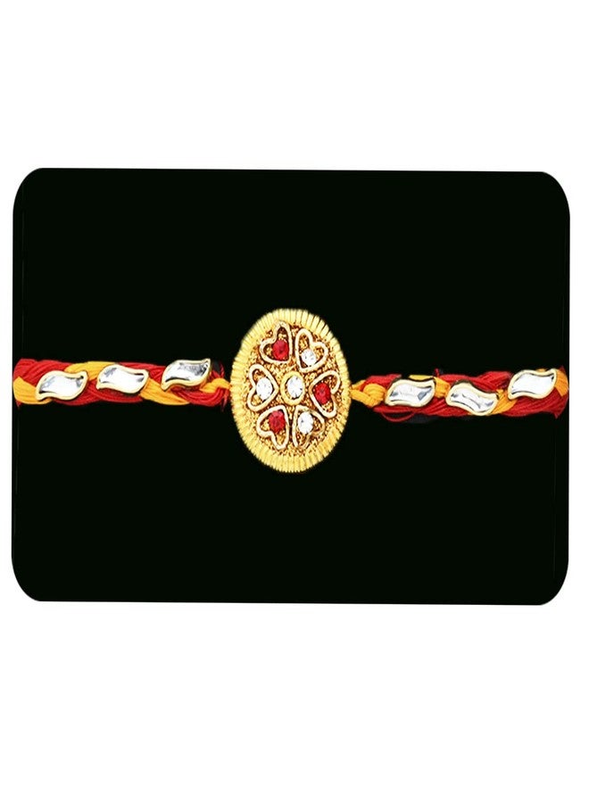 Natali Traders Rakhi for Brother and Bhabhi with Raksha Bandhan Greeting Card Gift - Handmade Rakhi for Bhaiya - Designer Lumba Rakhi for Bhabhi - Set of 2 Rakhi with Roli Chawal Chopra - Image 5
