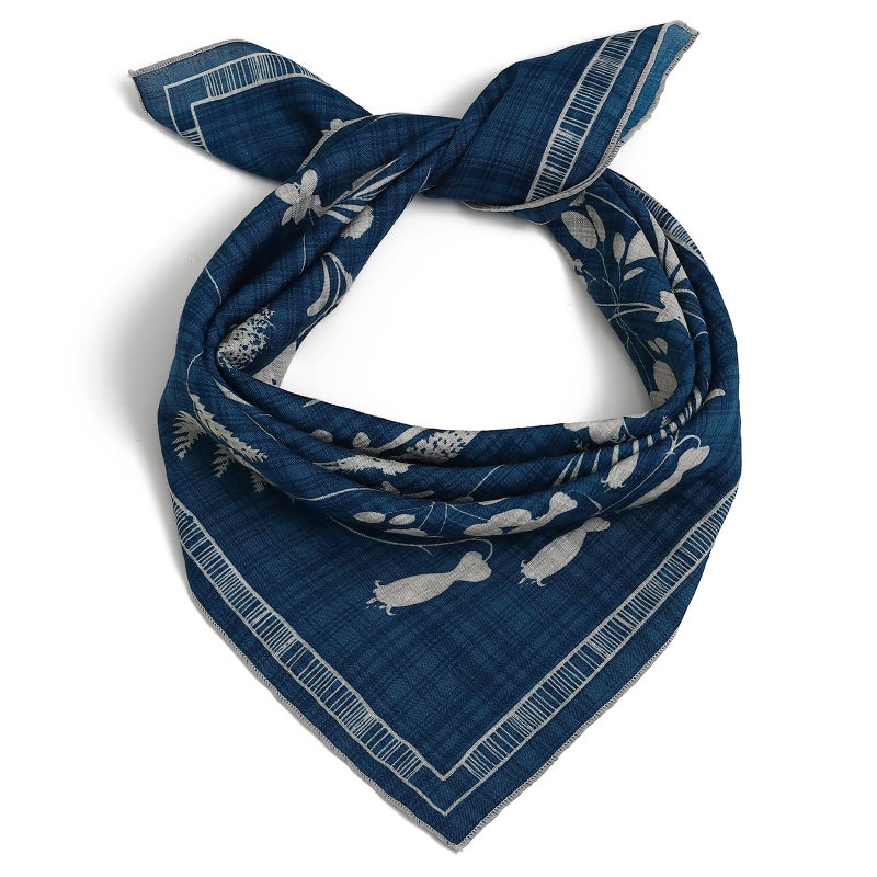 THENEXTLOVE Soft Cotton Viscose Bandana 22''x22'' for Women and Men Multi-purpose Headband Hair Scarf Handkerchief as Gifts(A4-Blue) - Image 1