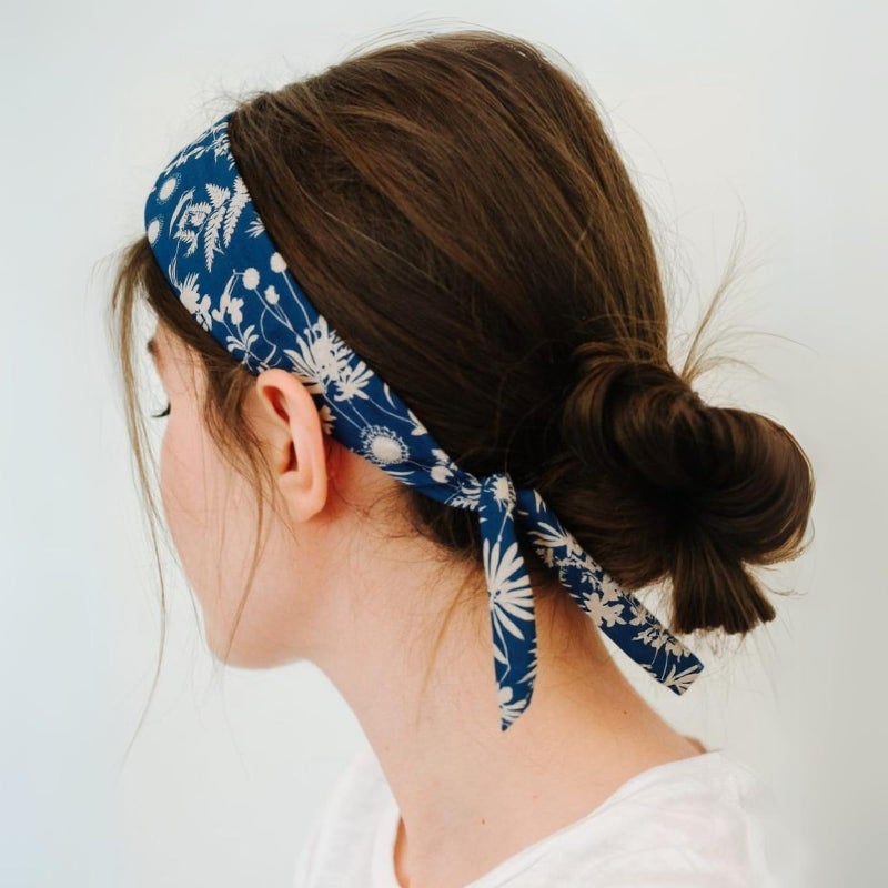 THENEXTLOVE Soft Cotton Viscose Bandana 22''x22'' for Women and Men Multi-purpose Headband Hair Scarf Handkerchief as Gifts(A4-Blue) - Image 4