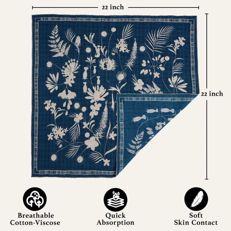 THENEXTLOVE Soft Cotton Viscose Bandana 22''x22'' for Women and Men Multi-purpose Headband Hair Scarf Handkerchief as Gifts(A4-Blue) - Image 2