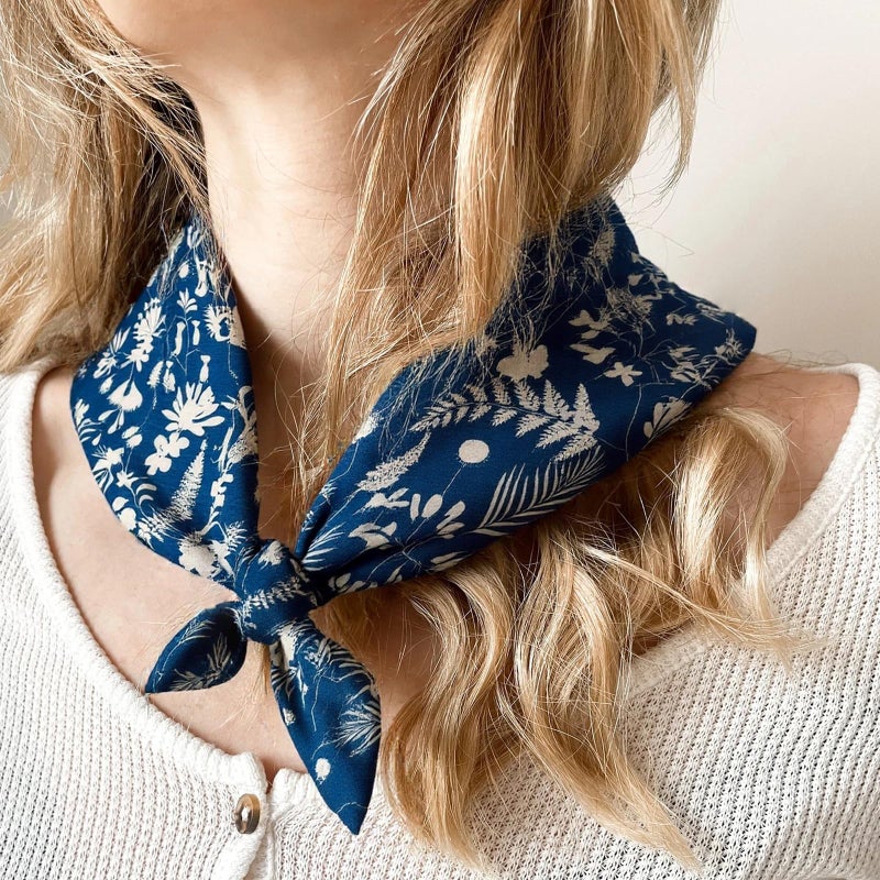 THENEXTLOVE Soft Cotton Viscose Bandana 22''x22'' for Women and Men Multi-purpose Headband Hair Scarf Handkerchief as Gifts(A4-Blue) - Image 3
