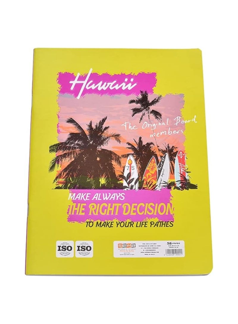 دفتر عربي مدبس  ورقة مسطرة 28*21 سم - متعدد الالوان - Image 2