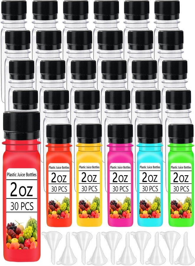 Haawooky 30PCS 2oz Small Plastic Shot Bottles with Caps,Reusable Clear Juice Containers,Empty Plastic Containers with 10 Funnels for Ginger Shots,Liquids,Beverages - Image 1