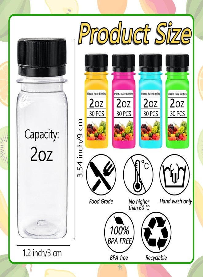 Haawooky 30PCS 2oz Small Plastic Shot Bottles with Caps,Reusable Clear Juice Containers,Empty Plastic Containers with 10 Funnels for Ginger Shots,Liquids,Beverages - Image 2