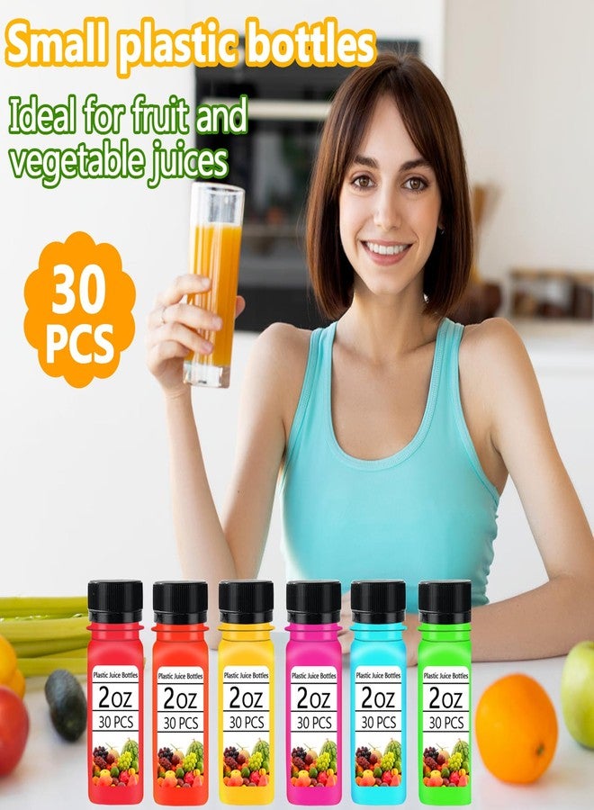 Haawooky 30PCS 2oz Small Plastic Shot Bottles with Caps,Reusable Clear Juice Containers,Empty Plastic Containers with 10 Funnels for Ginger Shots,Liquids,Beverages - Image 4
