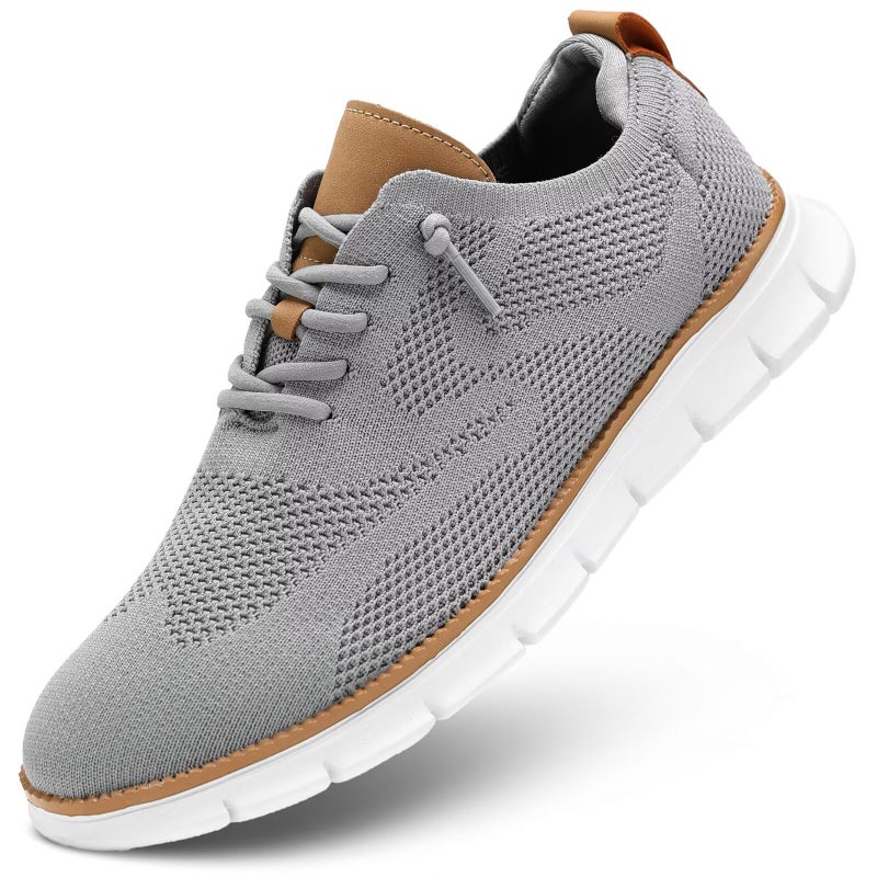 Kvovzo Men's Casual Shoes Fashion Dress Sneakers Mesh Business Oxfords Walking Tennis Work Lightweight Soft Sole Zapatos Grey - Image 1