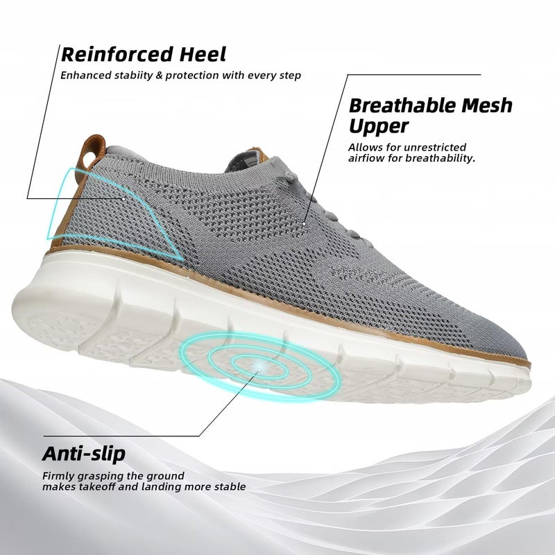 Kvovzo Men's Casual Shoes Fashion Dress Sneakers Mesh Business Oxfords Walking Tennis Work Lightweight Soft Sole Zapatos Grey - Image 5