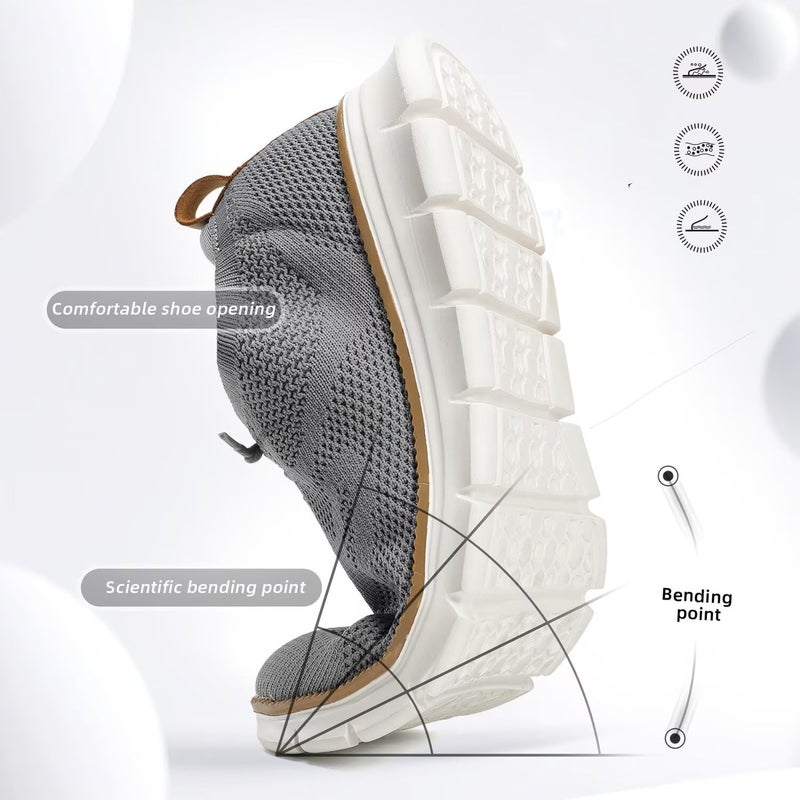 Kvovzo Men's Casual Shoes Fashion Dress Sneakers Mesh Business Oxfords Walking Tennis Work Lightweight Soft Sole Zapatos Grey - Image 3