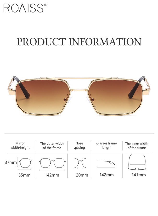 رويس نظارات شمسية سداسية الشكل للرجال، نظارات شمسية للرجال واقية من الأشعة فوق البنفسجية 400 مع إطار معدني، نظارات شمسية عصرية مضادة للتوهج للرجال للقيادة والصيد والسفر، ذهبية اللون، 55 ملم - Image 2