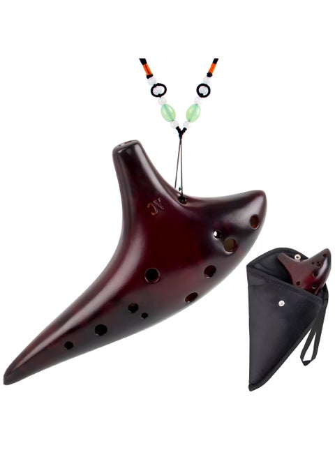 12 Hole Classic Ocarina Flute Ceramic Submarine Style Alto C Key + Neck Strap & Bag