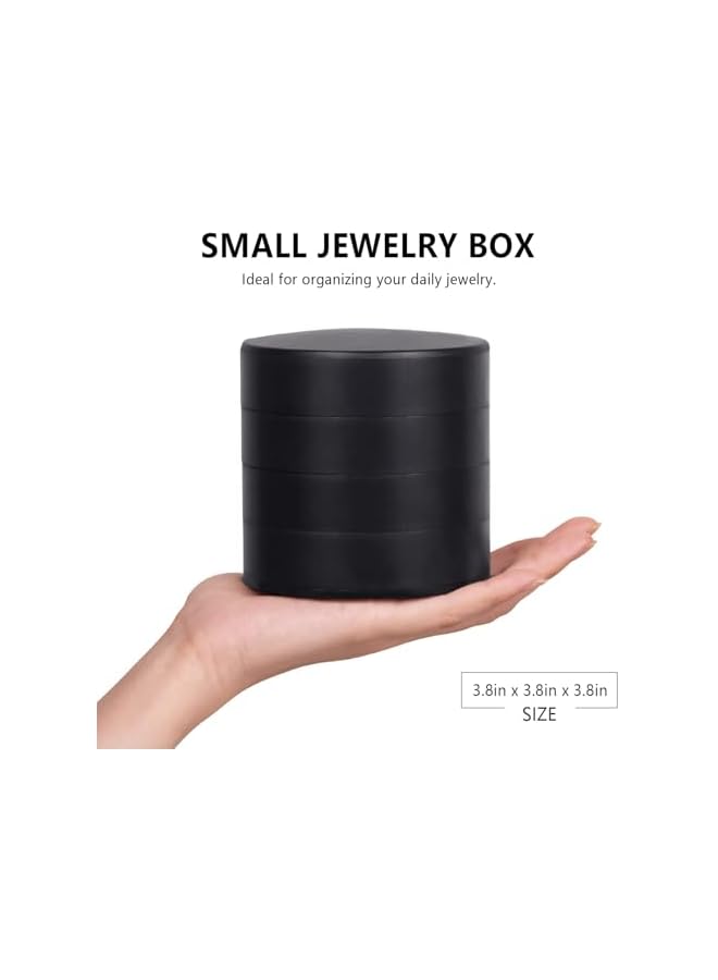The Bros Jewelry Organizer, Small Jewelry Storage Box Earring Holder for Women, 5-Layer Rotating Travel Jewelry Tray Case with Lid for Bracelets Rings Bracelets, Acrylonitrile Butadiene Styrene (Black) - Image 2
