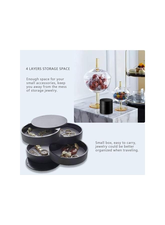 The Bros Jewelry Organizer, Small Jewelry Storage Box Earring Holder for Women, 5-Layer Rotating Travel Jewelry Tray Case with Lid for Bracelets Rings Bracelets, Acrylonitrile Butadiene Styrene (Black) - Image 5