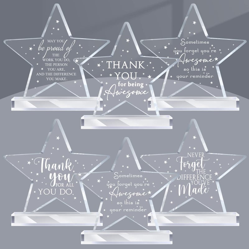 Geelin 6 Pcs Employee Appreciation Gift Acrylic Thank You Gifts Inspirational Plaque Keepsake for Coworker Teacher Nurse Team Volunteer Retirement AwardsPentacle - Image 2