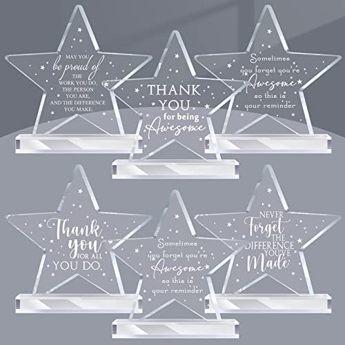Geelin 6 Pcs Employee Appreciation Gift Acrylic Thank You Gifts Inspirational Plaque Keepsake for Coworker Teacher Nurse Team Volunteer Retirement AwardsPentacle - Image 1