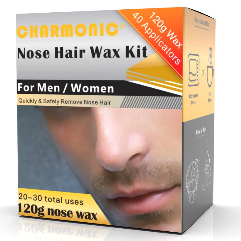 Charmonic 120g Nose Hair Waxing Kit with 40 Applicators - Quick & Painless Hair Remover for Men and Women, Up to 20 Uses - Image 1