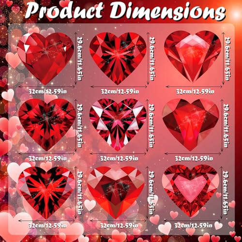 BoGlowHaven 13" Valentine's Day Yard Signs 9ct, Diamond-Design Heart Outdoor Decorations for Wedding, Proposal & Romantic Celebrations, Lawn Pathway Decor with 18 Stakes - Image 2