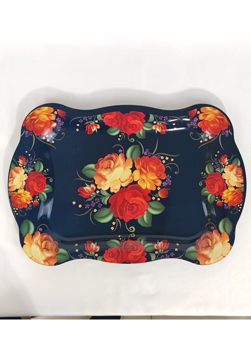 HTH Premium Flower Print Design Serving Tray Durable Large Dinner Plate Decorative Plate 38x25/45x30 cm - Image 1