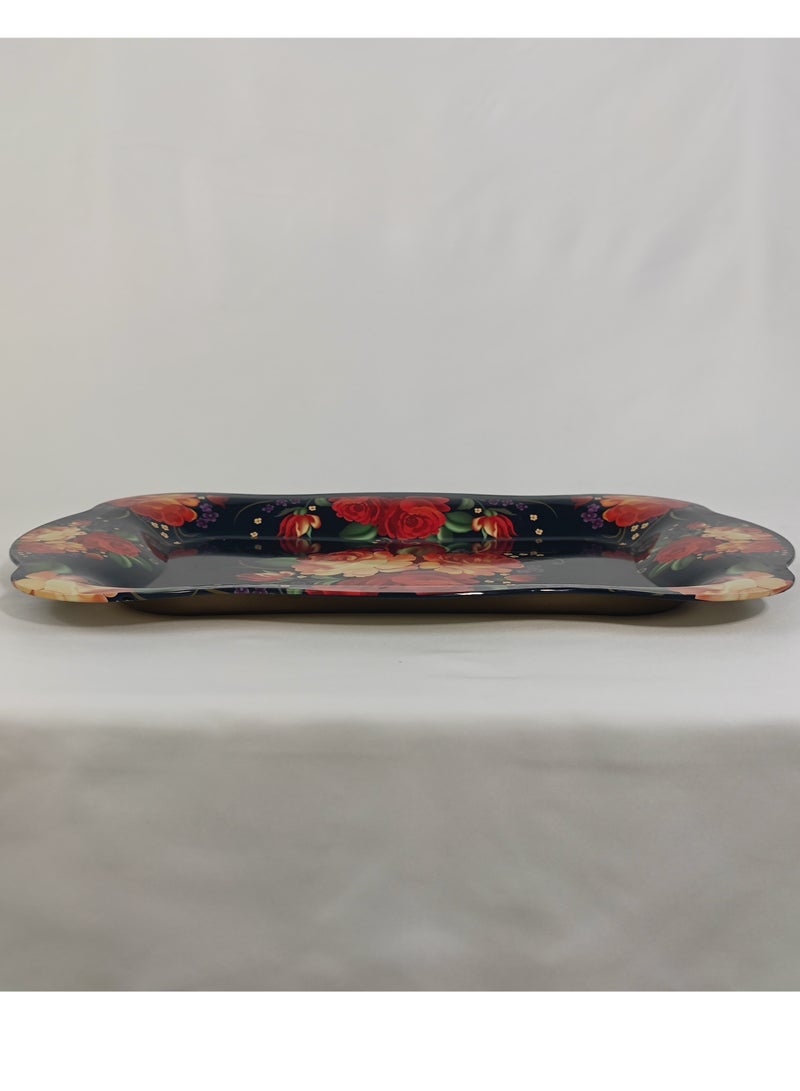 HTH Premium Flower Print Design Serving Tray Durable Large Dinner Plate Decorative Plate 38x25/45x30 cm - Image 2