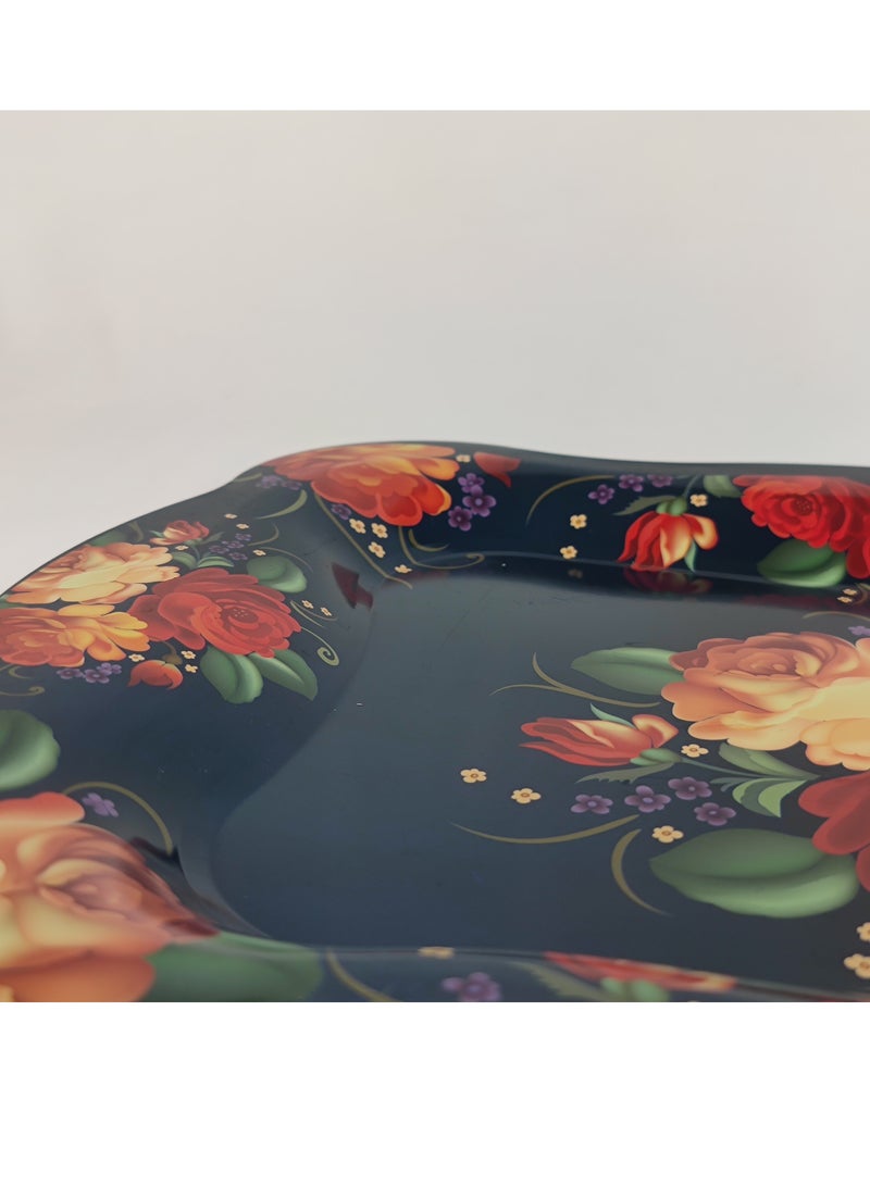 HTH Premium Flower Print Design Serving Tray Durable Large Dinner Plate Decorative Plate 38x25/45x30 cm - Image 3