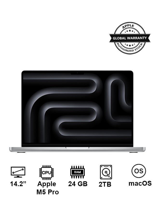 ابل  ماك بوك برو الجديد 2026 MGDP4 | شاشة 14.2 بوصة | شريحة Apple M5 Pro | معالج ثماني النواة ومعالج رسومات عشرين النواة | ذاكرة وصول عشوائي 24 جيجابايت | قرص صلب SSD بسعة 2 تيرابايت | نظام macOS | - Image 1