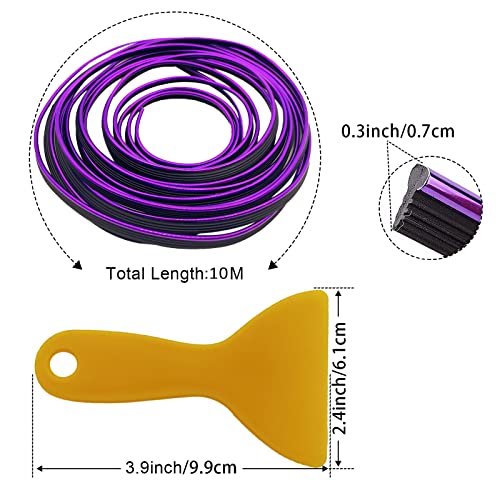 OSIFIT Car Interior Trim Strips,Universal 33ft Car Electroplating Decoration Styling Door Dashboard, Flexible Interior Trim Accessories with Installing Tool(Purple) - Image 2