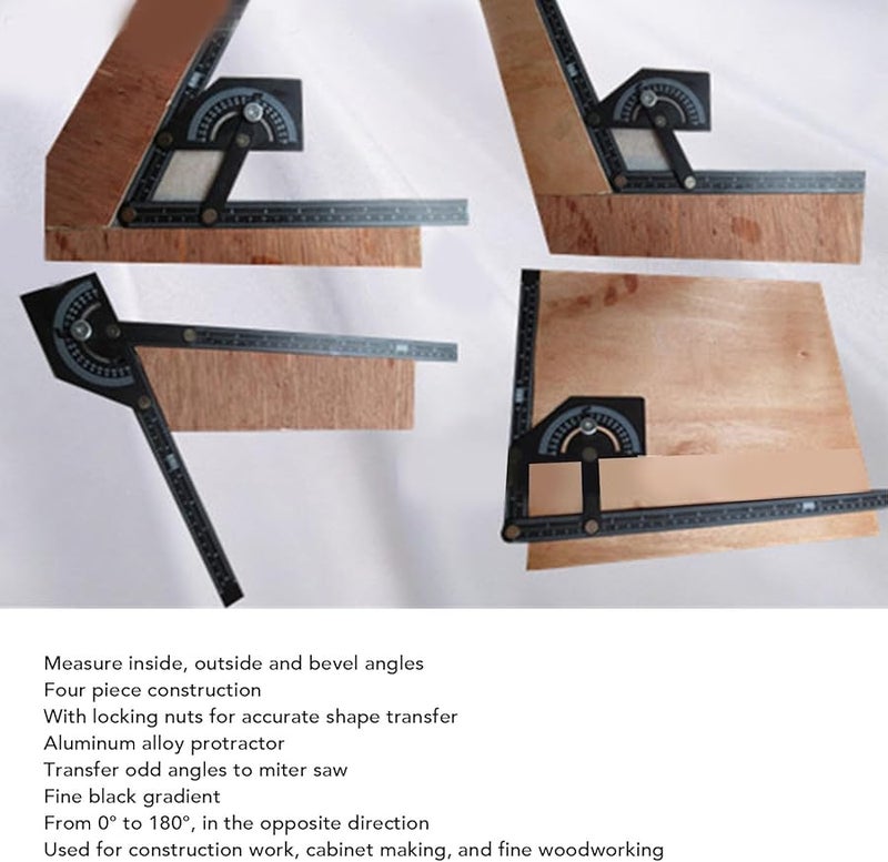 منقلة زاوية عالمية من الألومنيوم 0-180 درجة مسطرة للبناء وصناعة الخزانات - Image 3