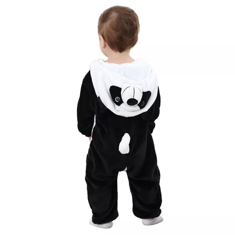 RVA Unisex Baby Jumpsuit Stylish Outfits Snowsuit Hooded Romper Outwear Soft Cartoon Pajamas Fancy Costume for Baby Toddler Kids Dress for Birthday, Party (Black & White) (4-5 Years) - Image 5