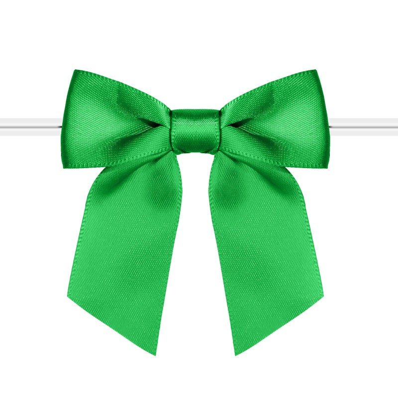 Rainbow Pana 120 Pack Green Bows Twist Tie Bows St Patricks Day Bows for Tree Wreaths Treat Bags 3 Green Satin Ribbon Bows for Package Craft Gift Wrapping Decoration St Patricks Day