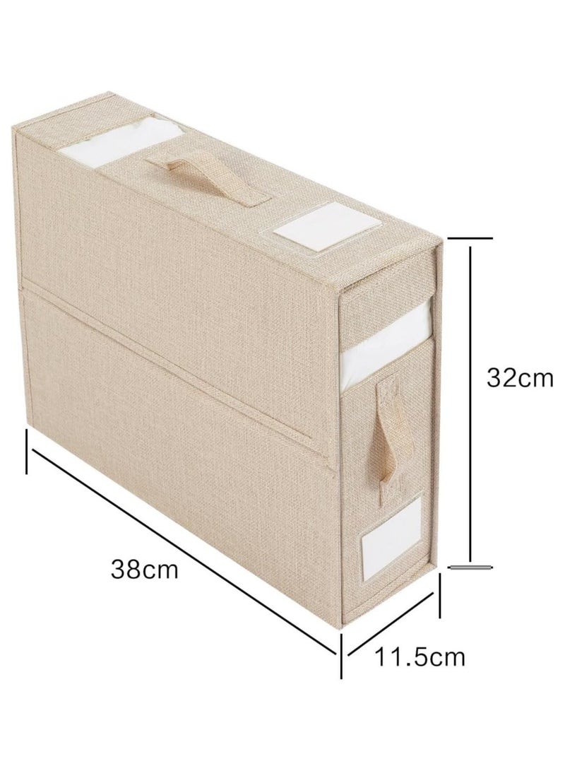 2PCS Bed Sheet Organizers and Storage Foldable Sheet Organizer for Sheets Set Organizing Bedding Container with Window Linen Closet Organizer for Bedding Clothes Towels (Beige 2PCS) - Image 4