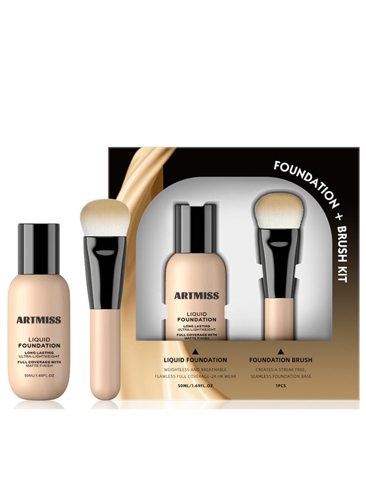 ARTMISS Rose Infusion Cleansing Oil · Deep Purify & Hydrate 150ML makeup remover & Long Lasting Ultra-lightweight Liquid Foundation 05（Comes with brush）Bundle - Image 3