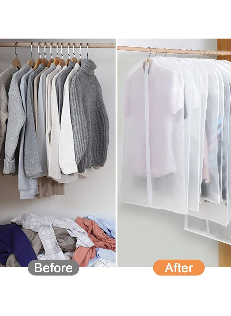 12 Pack Garment Bags for Hanging Clothes Clear Suit Bag Dust Resistant Clothing Bags PEVA Breathable Clothes Protectors with Zipper for for Closet Storage and Travel（60×140CM）  - Image 2