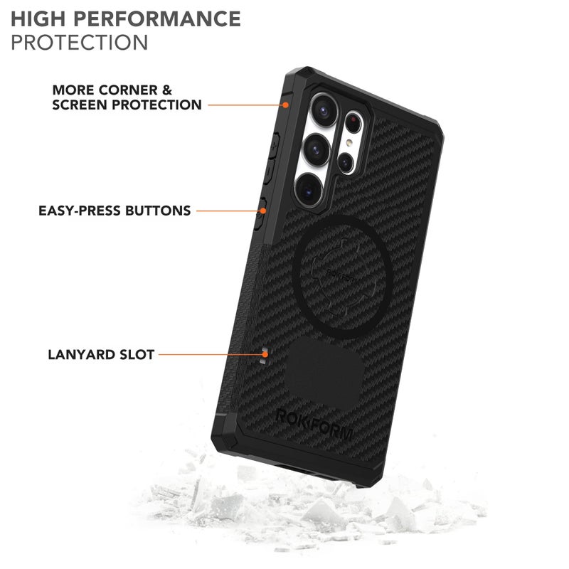 Rokform - Galaxy S23 Ultra Case, Rugged Series, Samsung Protective Cover with RokLock Twist Lock, Drop Tested Military Grade Armor (Black) - Image 4