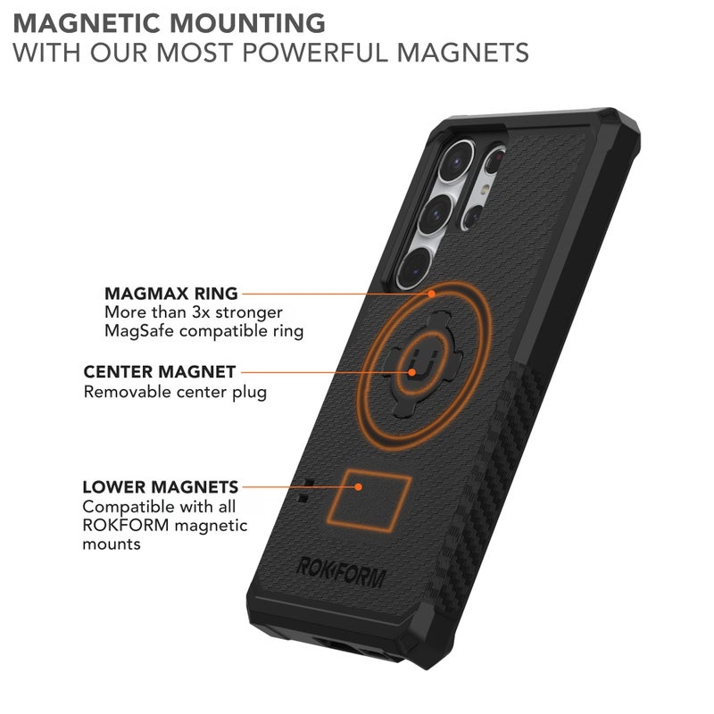 Rokform - Galaxy S23 Ultra Case, Rugged Series, Samsung Protective Cover with RokLock Twist Lock, Drop Tested Military Grade Armor (Black) - Image 5