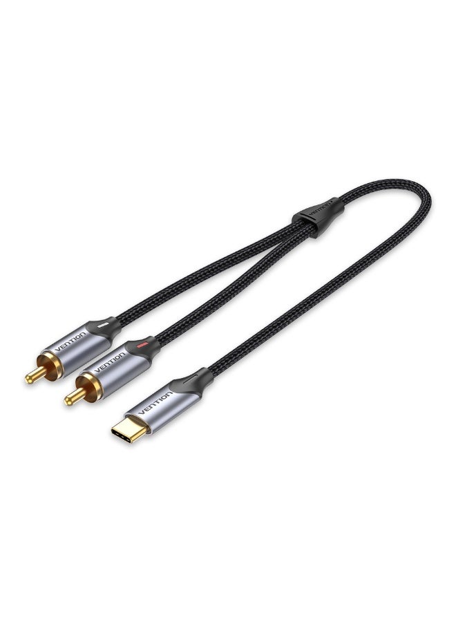 VENTION USB-C Male to 2-Male RCA Cable 0.5M Gray Aluminum Alloy Type Model # BGUHD - Image 1