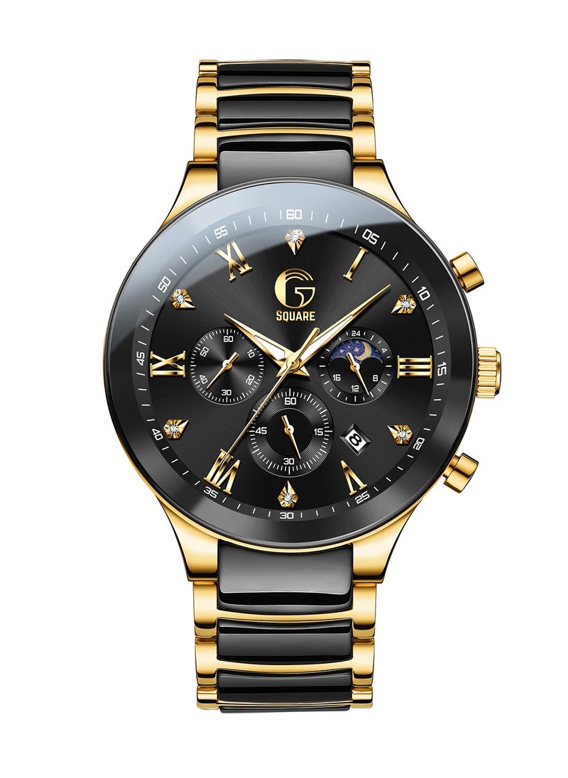 Gsquare Men's Stylish Analog Quartz Black Dial Stainless Steel Watch-7004  - Image 1