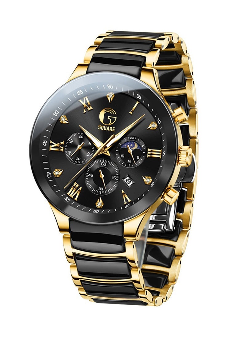 Gsquare Men's Stylish Analog Quartz Black Dial Stainless Steel Watch-7004  - Image 3