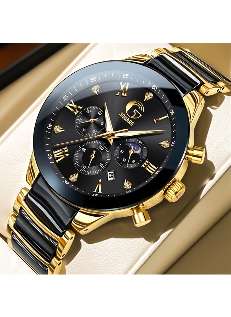 Gsquare Men's Stylish Analog Quartz Black Dial Stainless Steel Watch-7004  - Image 4