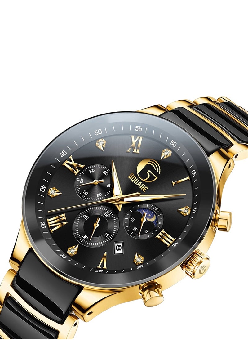 Gsquare Men's Stylish Analog Quartz Black Dial Stainless Steel Watch-7004  - Image 2