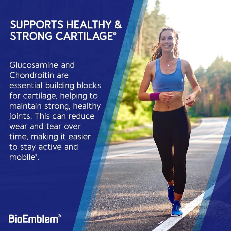 BioEmblem Joint Support  Glucosamine Chondroitin  MSM 1500 MG  with Boswellia Turmeric  Hyaluronic Acid  Joint Health Supplement Mobility Flexibility Cartilage  NonGMO  90 Caps - Image 3