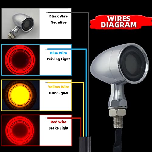 FATECIM 2X Motorcycle 40 LED Bullet Tail Lights Amber Turn Signals Running Brake Stop Lights Motorbike Taillights Rear Blinkers Indicators for Bobber Harley Honda Yamaha Suzuki Kawasaki Chopper Chrome - Image 4