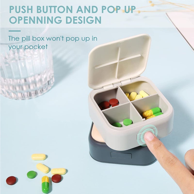 Acedada Small Pill Case, Cute Pill Box - Acedada Travel Daily Pill Organizer, Portable Pretty Pill Container for Purse Pocket, Compact Medicine Holder for Vitamins, Fish Oils, Supplements, White - Image 2