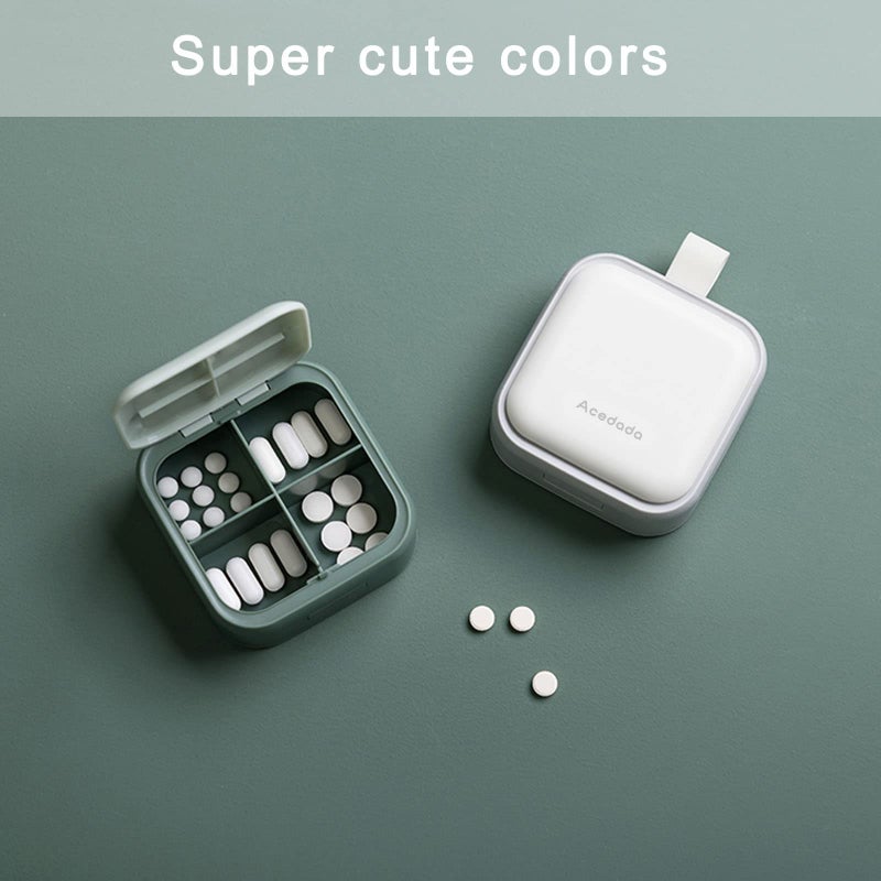 Acedada Small Pill Case, Cute Pill Box - Acedada Travel Daily Pill Organizer, Portable Pretty Pill Container for Purse Pocket, Compact Medicine Holder for Vitamins, Fish Oils, Supplements, White - Image 5