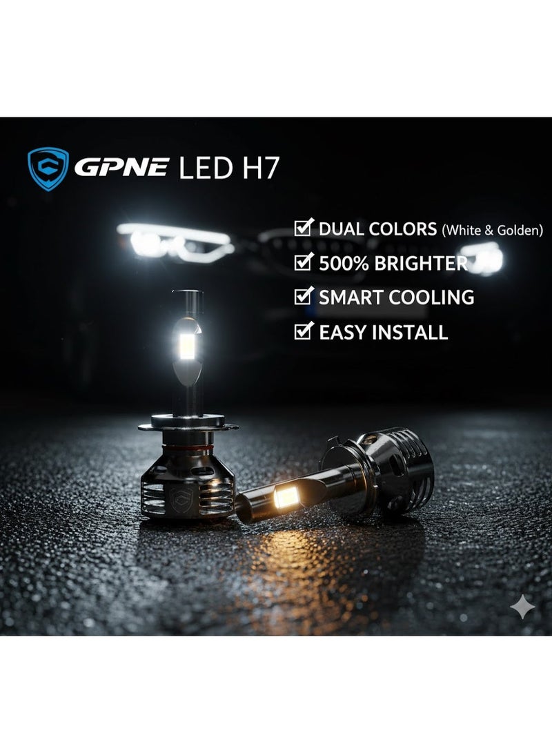 جبني المصابيح الأمامية  H7 LED، شعاع منخفض للغاية ومشرق للغاية 6000K - Image 1