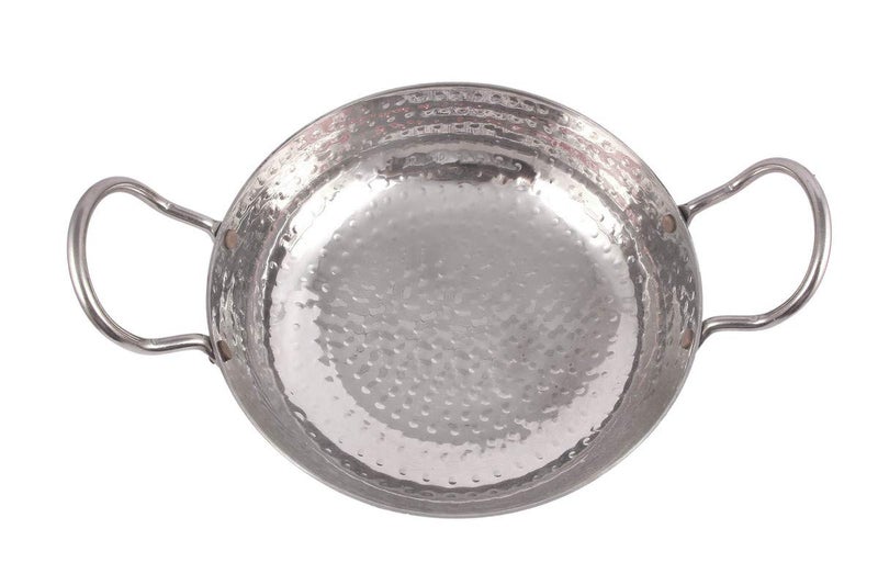 Kitchen SHOPEE Stainless Steel Sandwich Bottom Hammered Kadai Kadhai Cooking Heavy Guage Deep Frying with Handle Cookware Combo Set of 2 1500 ML 2500 ML 10 No 12 No Silver Color - Image 2