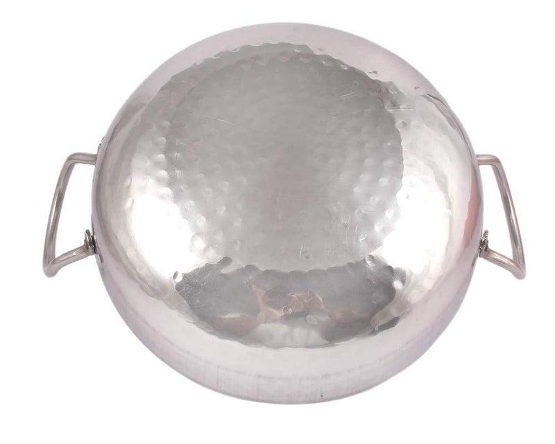 Kitchen SHOPEE Stainless Steel Sandwich Bottom Hammered Kadai Kadhai Cooking Heavy Guage Deep Frying with Handle Cookware Combo Set of 2 1500 ML 2500 ML 10 No 12 No Silver Color - Image 3