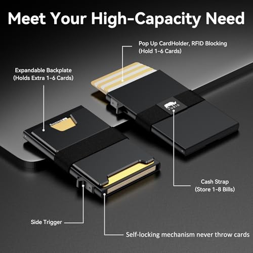 furid Smart Wallet For Men Slim: Rfid Minimalist Pop Up Wallets with Money Clip Metal Credit Card Holder - Gifts for Husband Father at Birthday Anniversary - Image 3